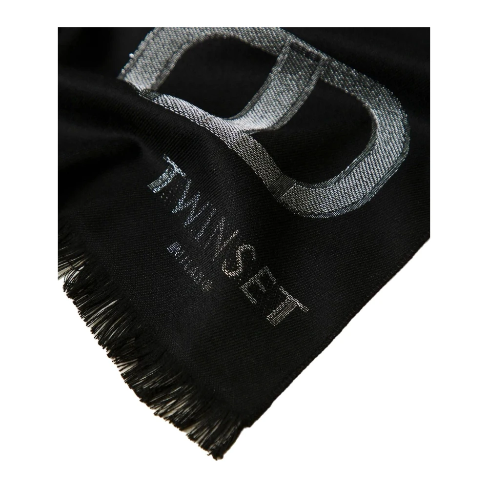 Twinset Elegante Viscose Polyester Blend Stola Black Dames