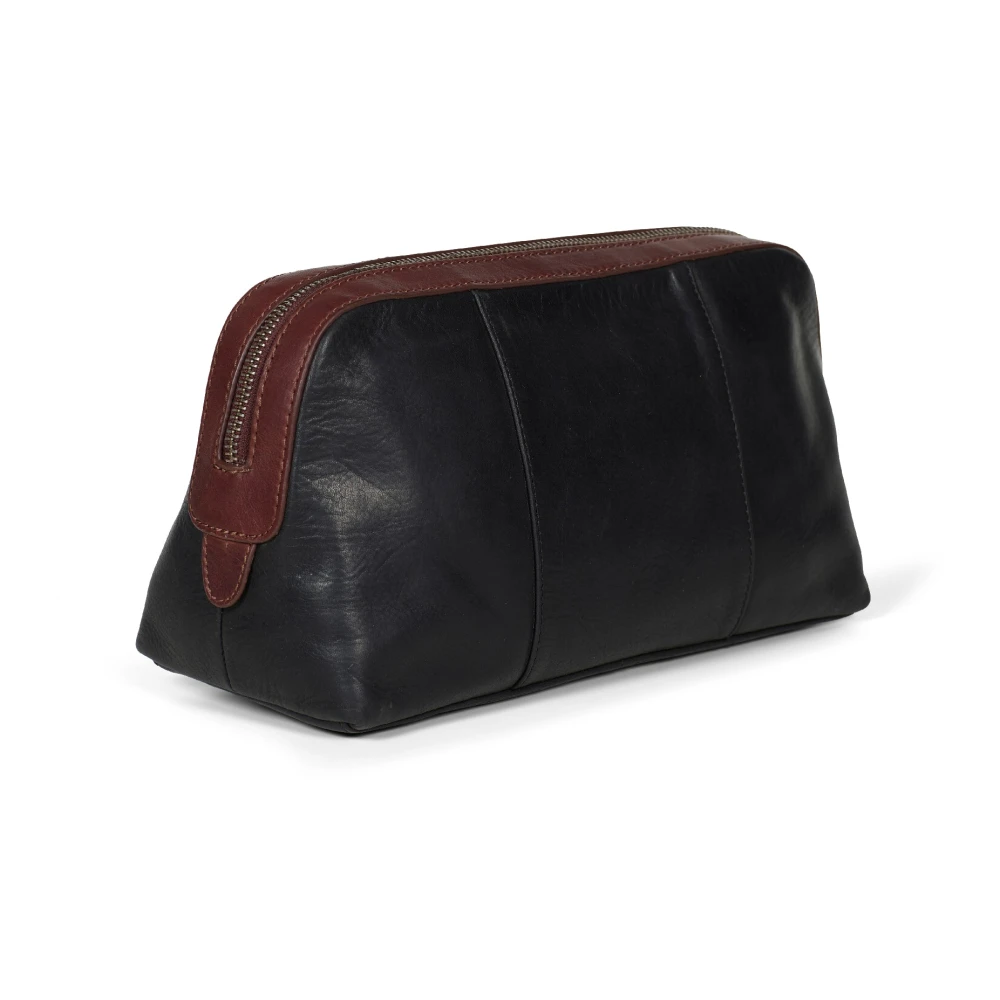 Howard London Zwarte leren heren toilettas Black Heren