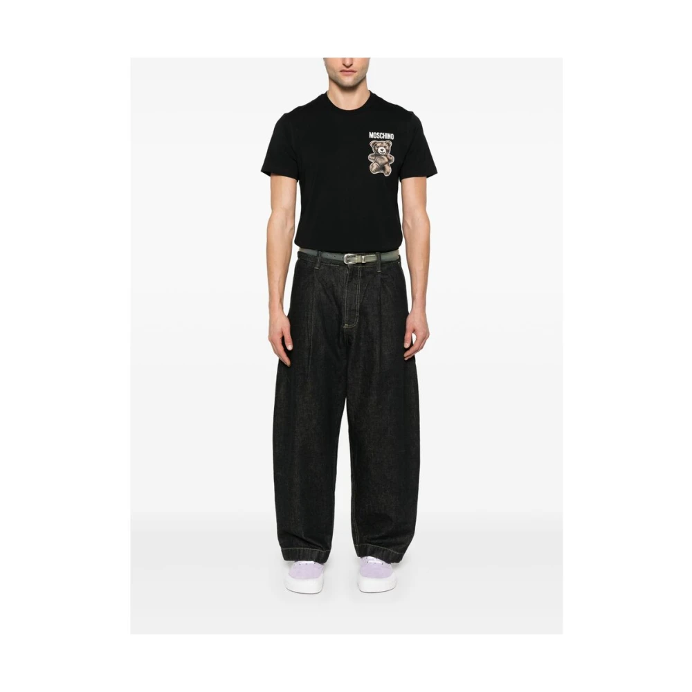 Moschino Zwart Logo Print Crew Neck T-shirt Black Heren