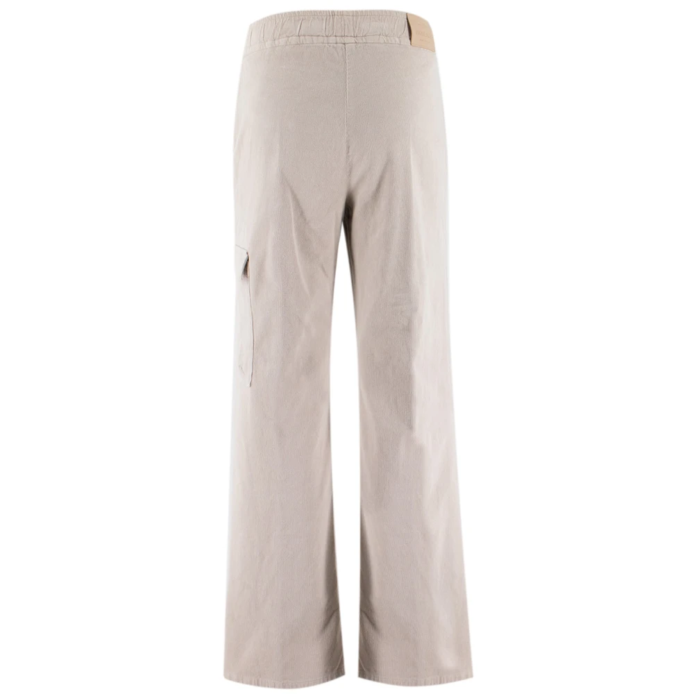 Panicale Katoenen Geribbelde Elastische Taillebroek Beige Dames