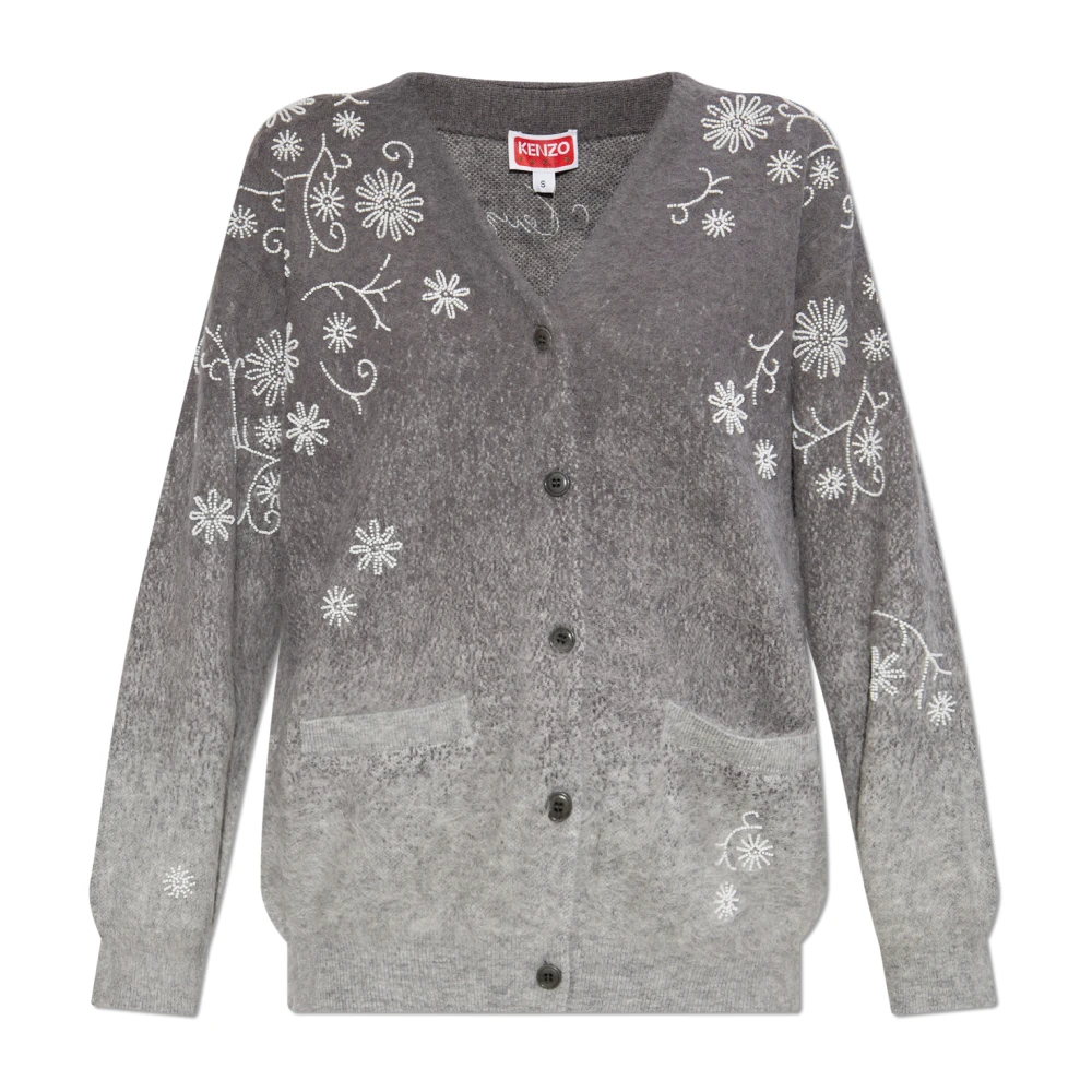 Kenzo Women's Gray Cardigans, M, Cardigan With Beads