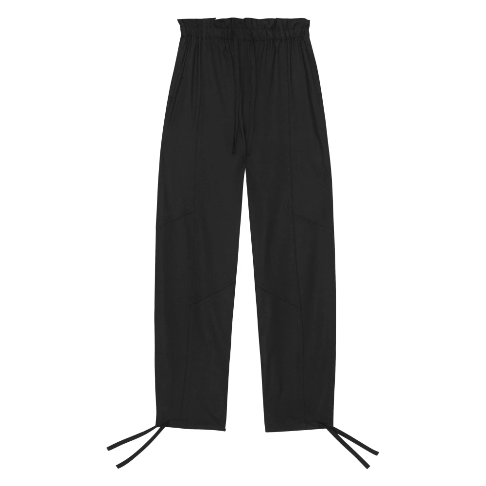 Ganni Zwarte casual broek met elastische taille Black Dames