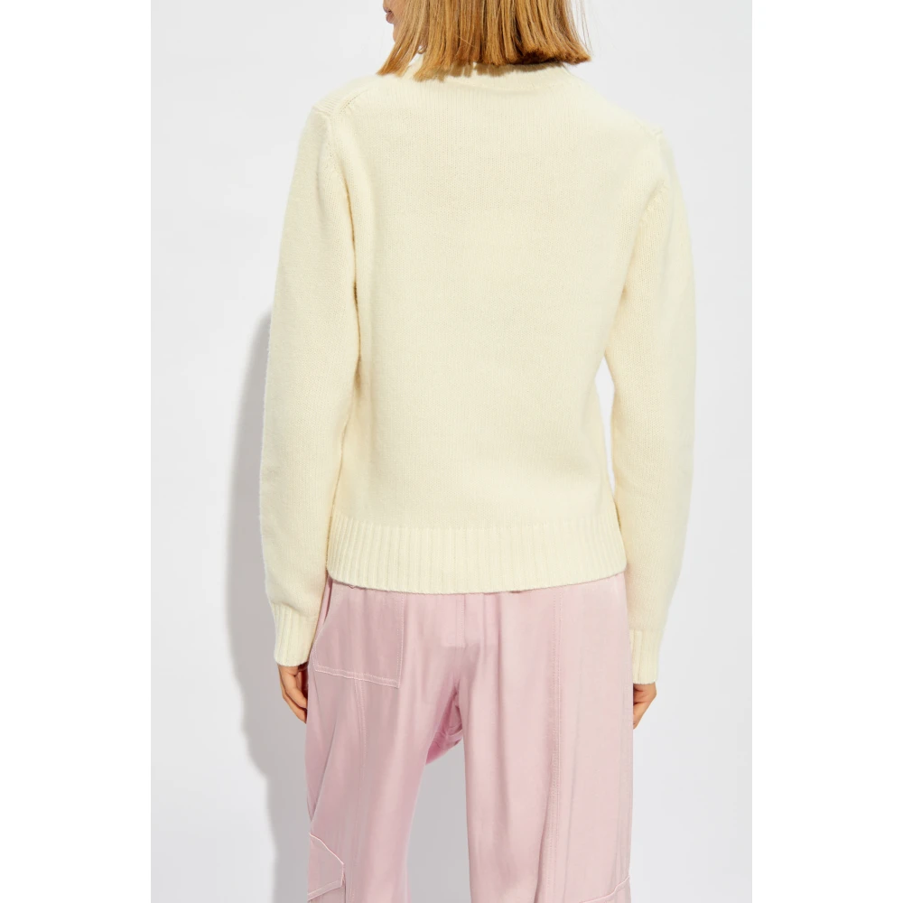 Ganni Trui met logo Beige Dames