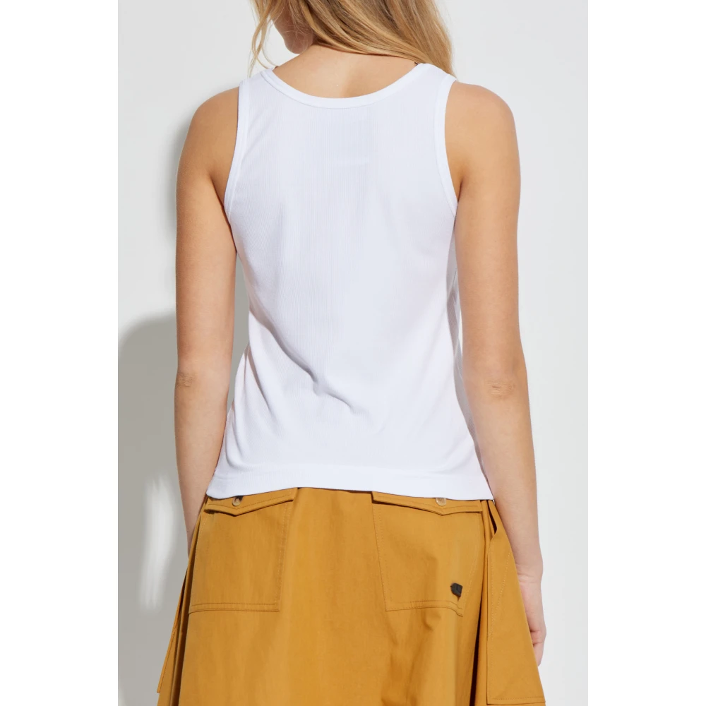 Moschino Geribbelde top White Dames