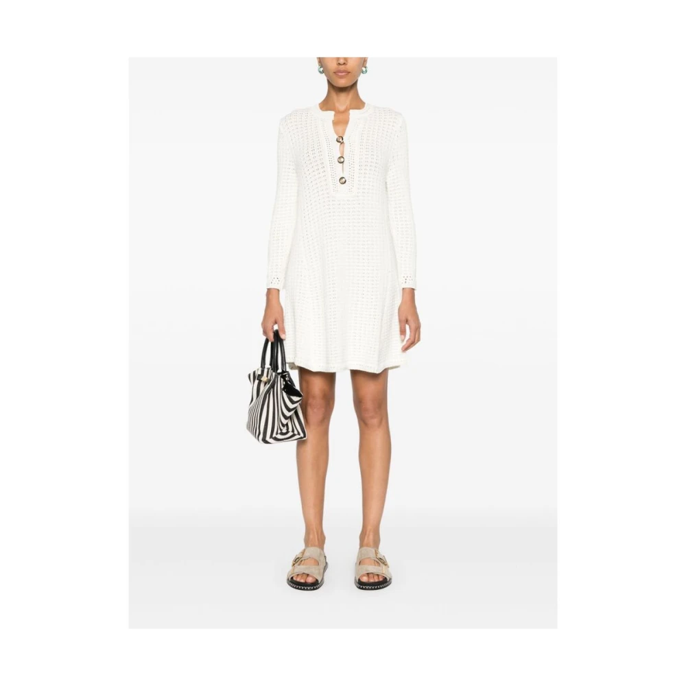 BA&SH Gebreide Jurk Met Ronde Hals White Dames