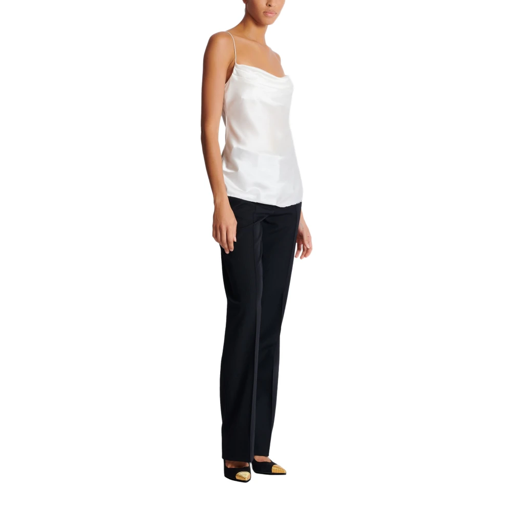 Balmain Gedrapeerde satijnen top White Dames