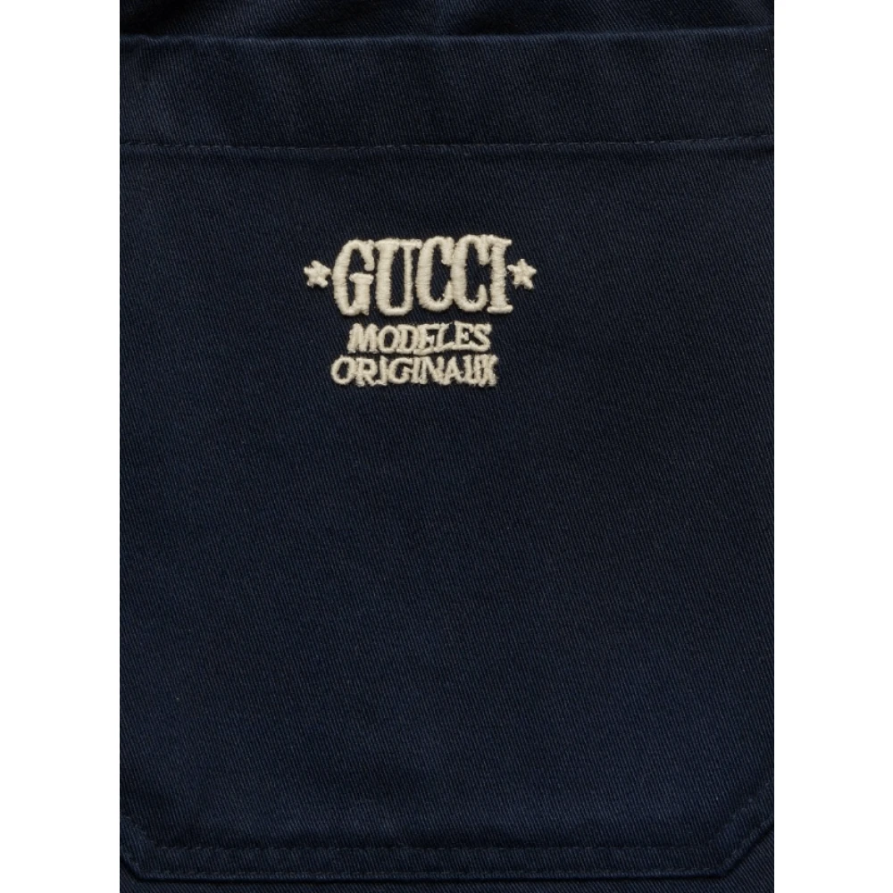 Gucci Geborduurde-logo kepergeweven shorts Blue Heren