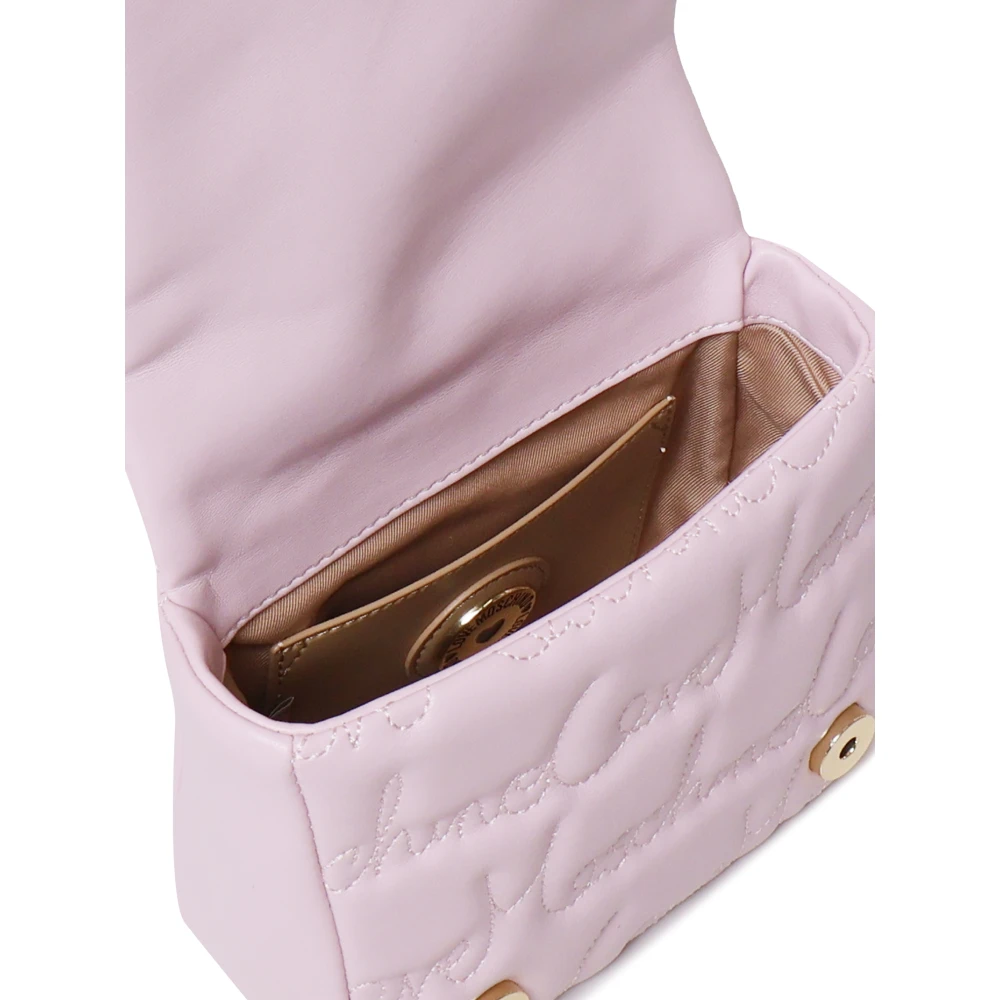 Love Moschino Roze Ecoleer Schoudertas Flap Sluiting Pink Dames