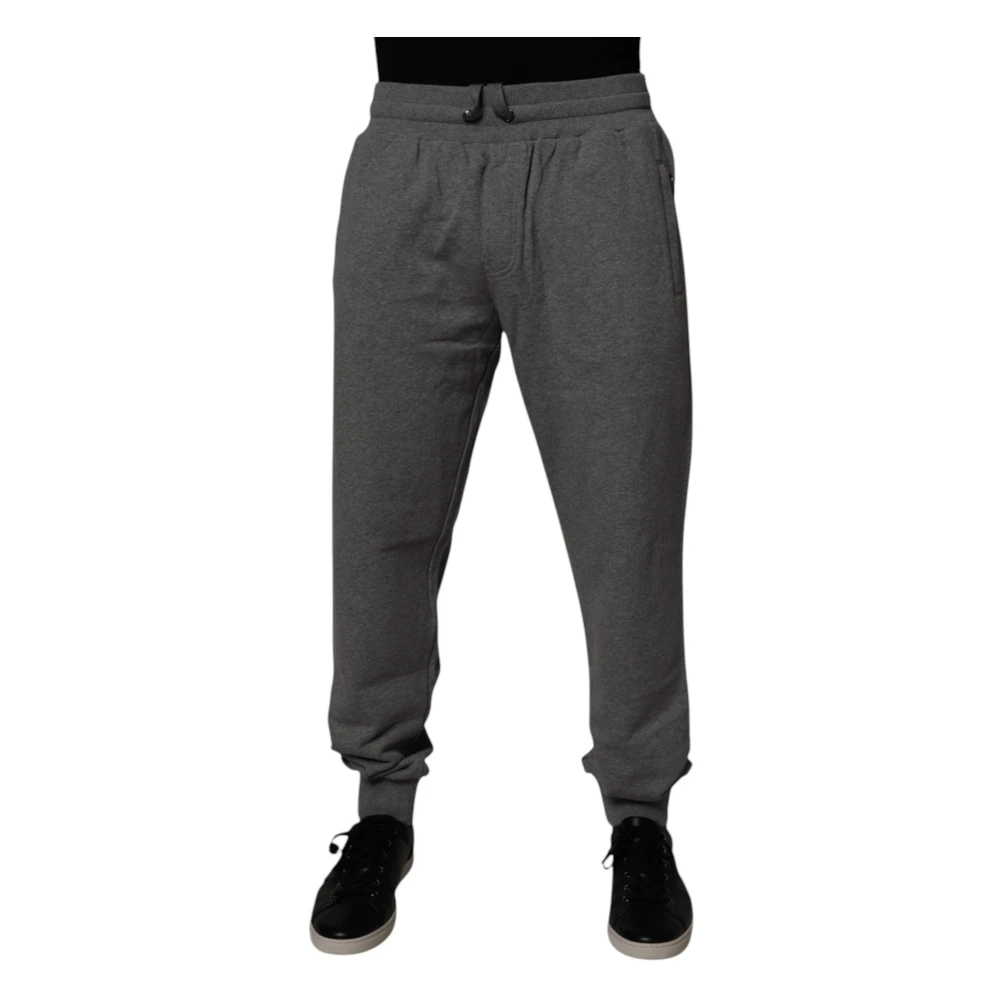 Dolce & Gabbana Men's Gray Logo Cotton Jogger Sweatpants