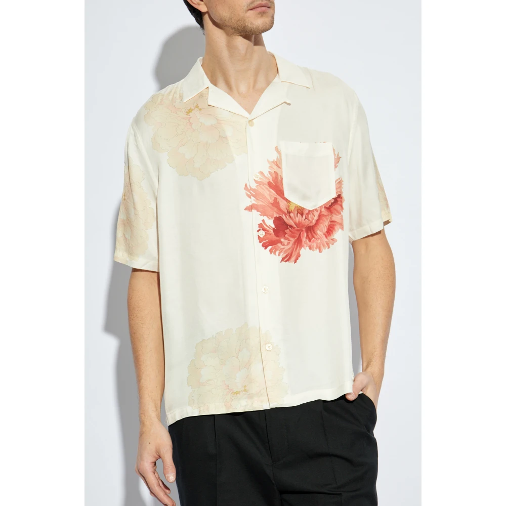 AllSaints Overhemd met bloemenpatroon Fleur Beige Heren