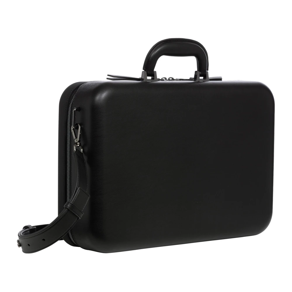 Emporio Armani Stijlvolle Aktetas met Logo Detail Black Heren