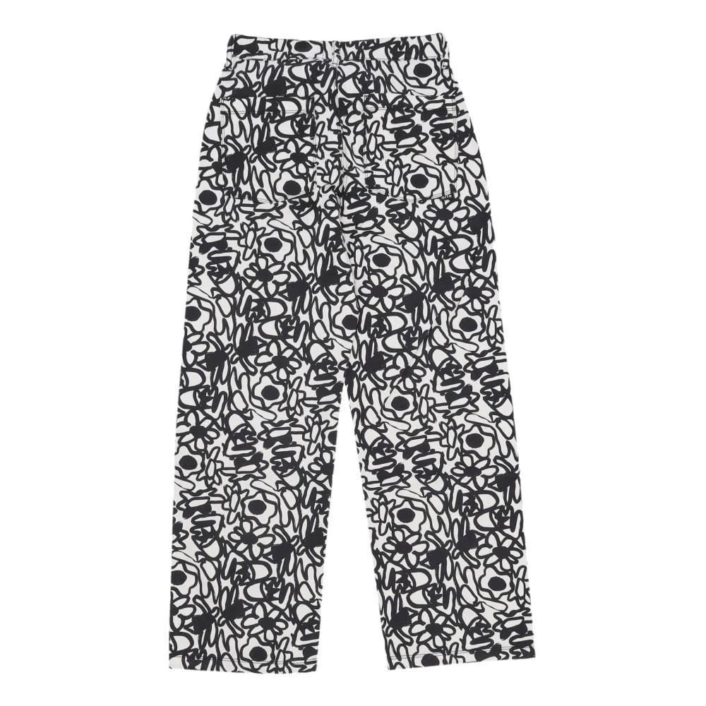 Arte Antwerp Bloemenprint Wijde Pijp Denim Broek Black Dames