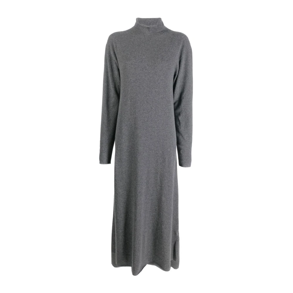 Jil Sander Kasjmier Hoge Hals Midi Jurk Gray Dames