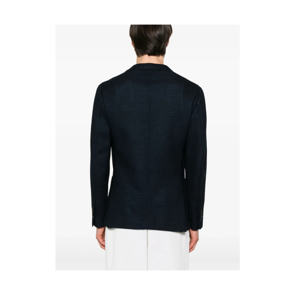 Lardini Navy Blue Geknoopte Jas met Zakken Blue Heren