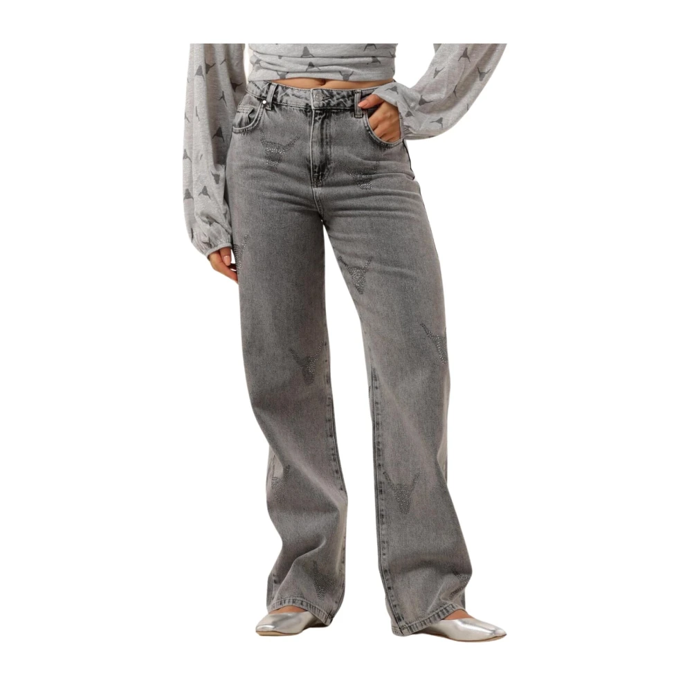 Alix The Label Strass Bull Pants Mom Jeans Gray Dames