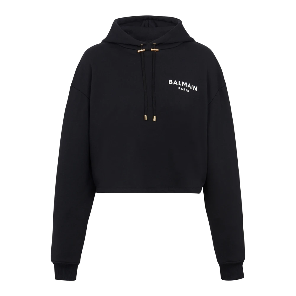 Balmain Korte sweatshirt met logo Black Dames