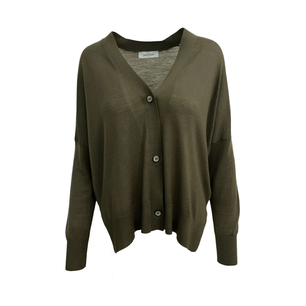 Gran Sasso Oversized Cardigan Army Green Made in Italy Green Dames