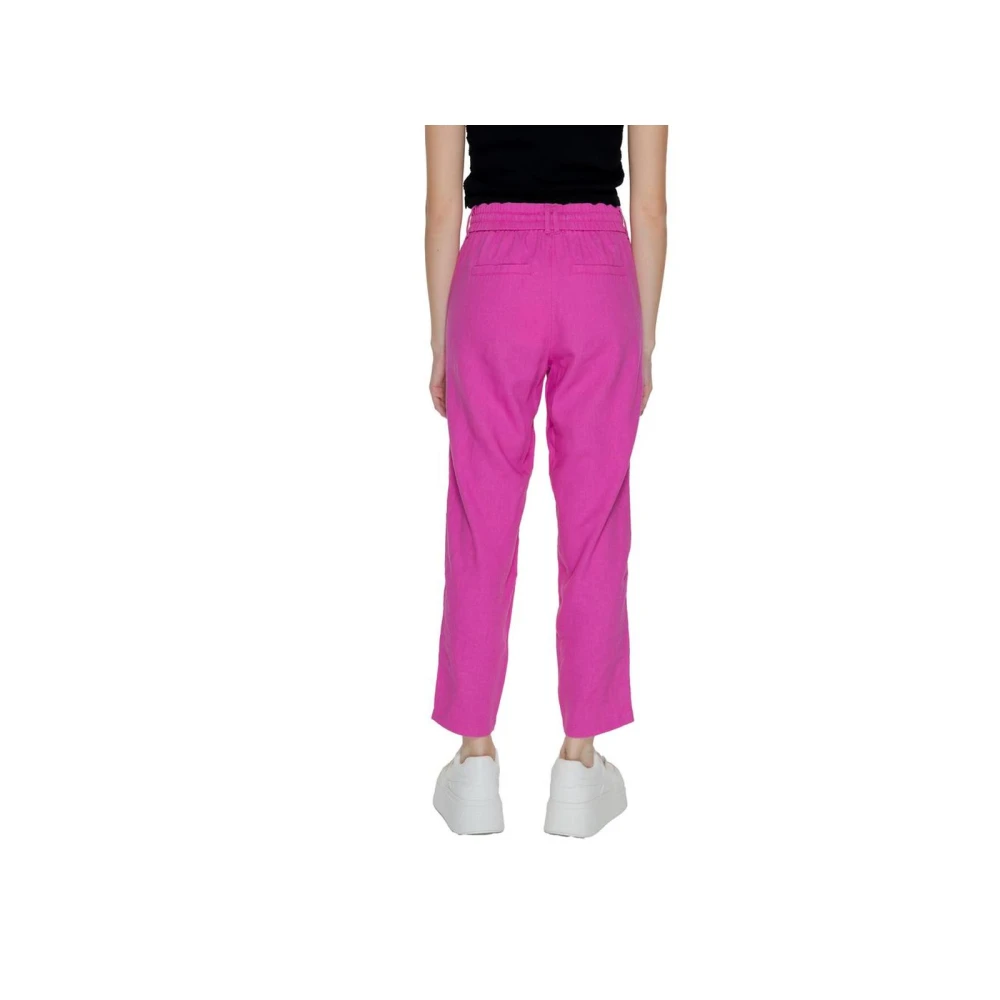 Only Multicolor Linnen Jeans & Broek Pink Dames