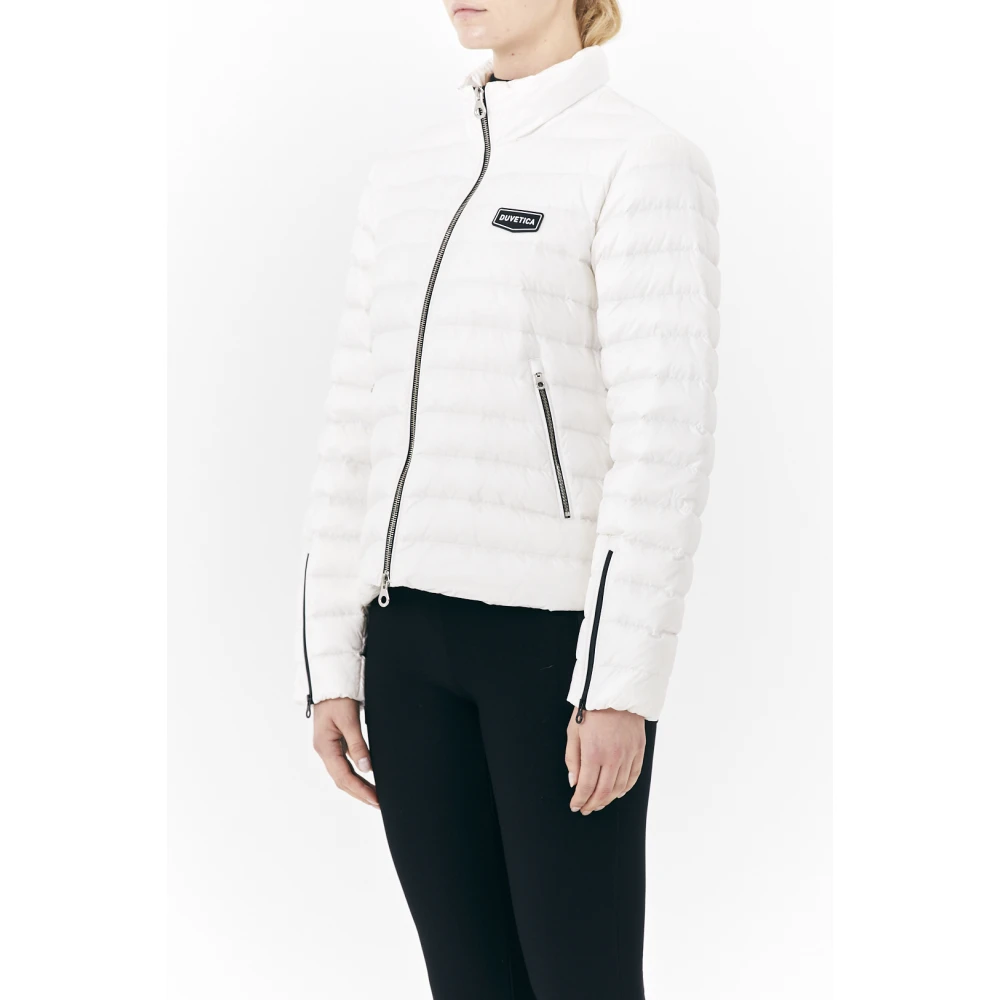 duvetica Witte High-Neck Donsjas Logo White Dames