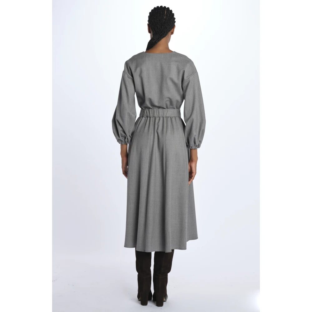 Crida Milano Wollen Canvas Jurk Treviso Gray Dames