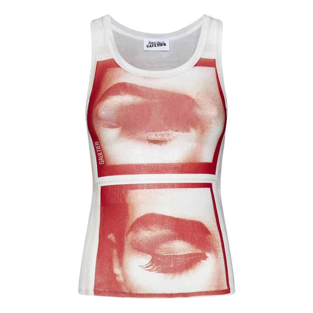 Jean Paul Gaultier Witte Top met Rode Print White Dames