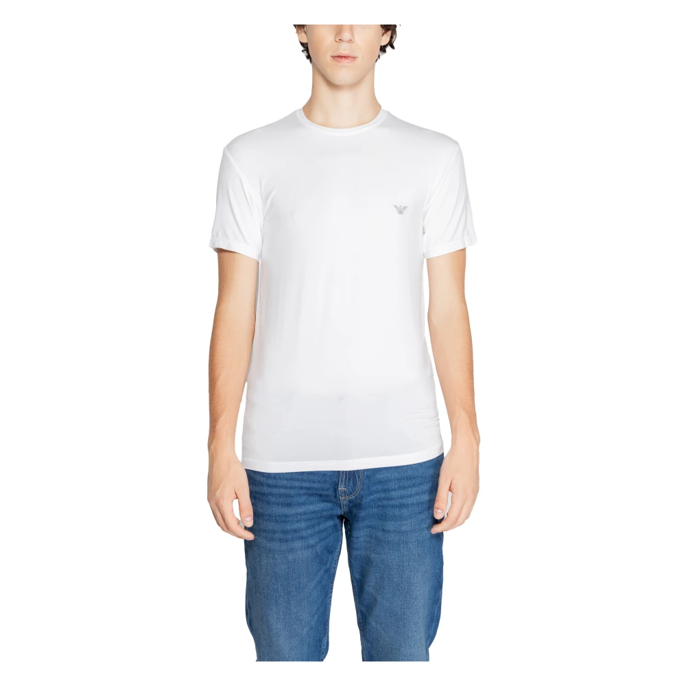 Emporio Armani Vit Modal Lycra T-shirt Män White, Herr