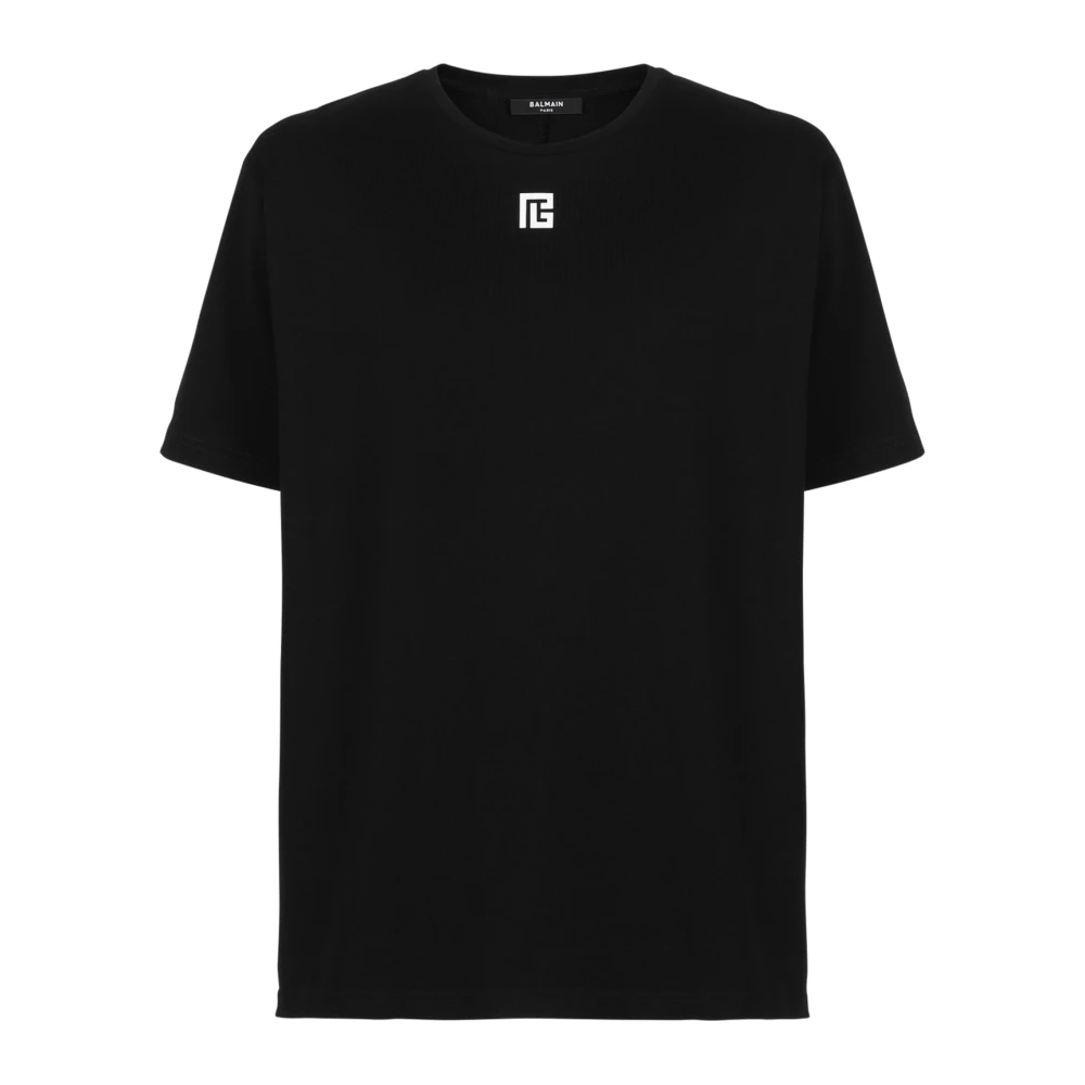 Balmain Oversized katoenen T-shirt met maxi logo print Black Heren