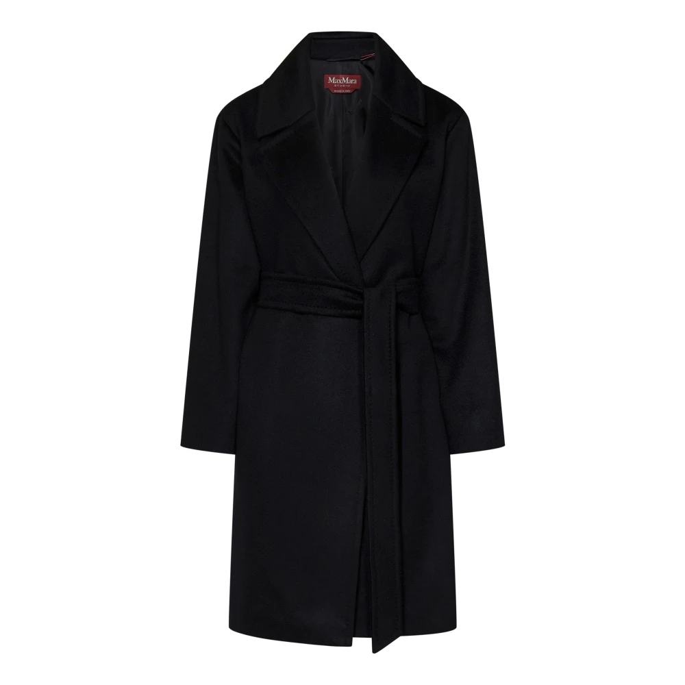 Max Mara Zwarte Kasjmier Ceintuurjas Aw24 Black Dames