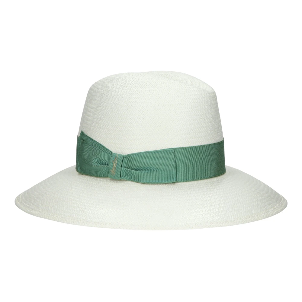 Borsalino Women's White Accessories, M, Fine Panama Wide Brim Hat