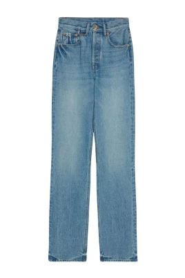 Blå High Rise Straight Leg Jeans