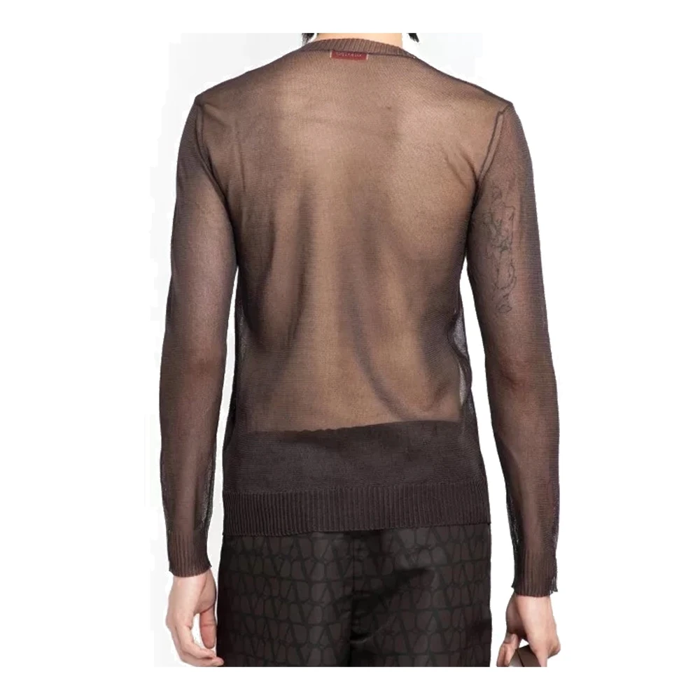 Valentino Zijden Crew Neck Bruine Sweater Brown Heren