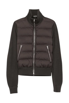 Merinoull Cardigan med Nylon Dunfront och Dragkedja