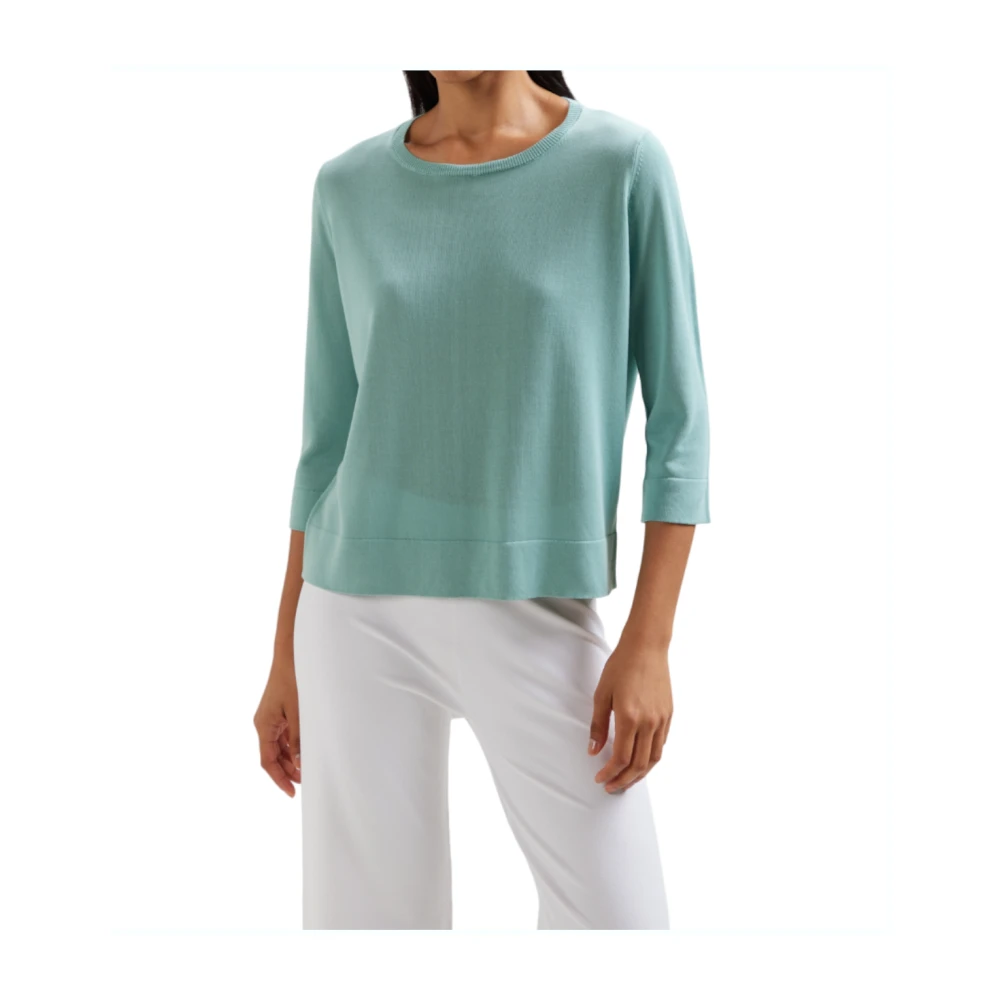Kangra Blauwe Trui Katoen 3 4 Mouw Blue Dames