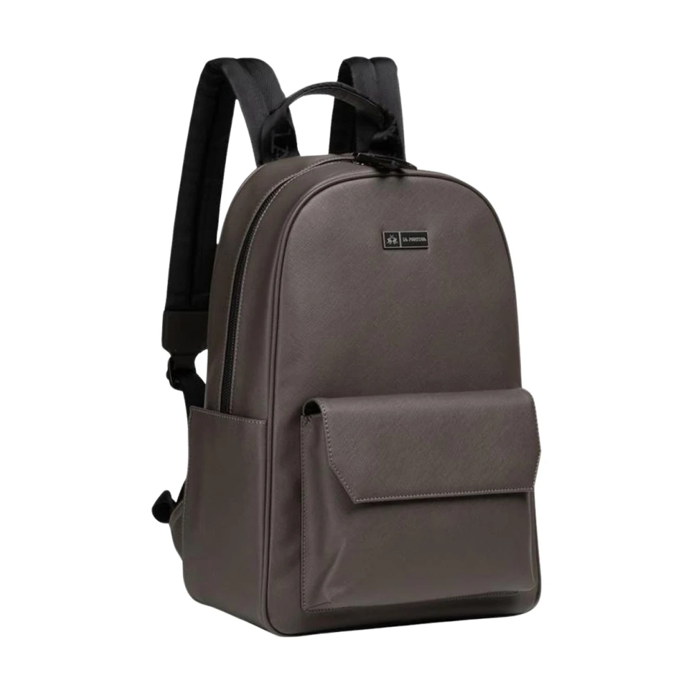La Martina Men's Gray Polyethylene Durable Backpack With Multiple Compartts