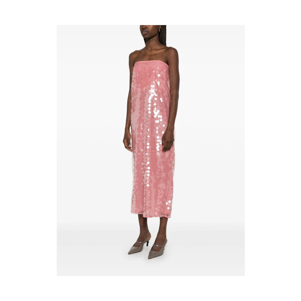 Staud Flamingo Roze Paillet Jurk met Achtersplit Pink Dames
