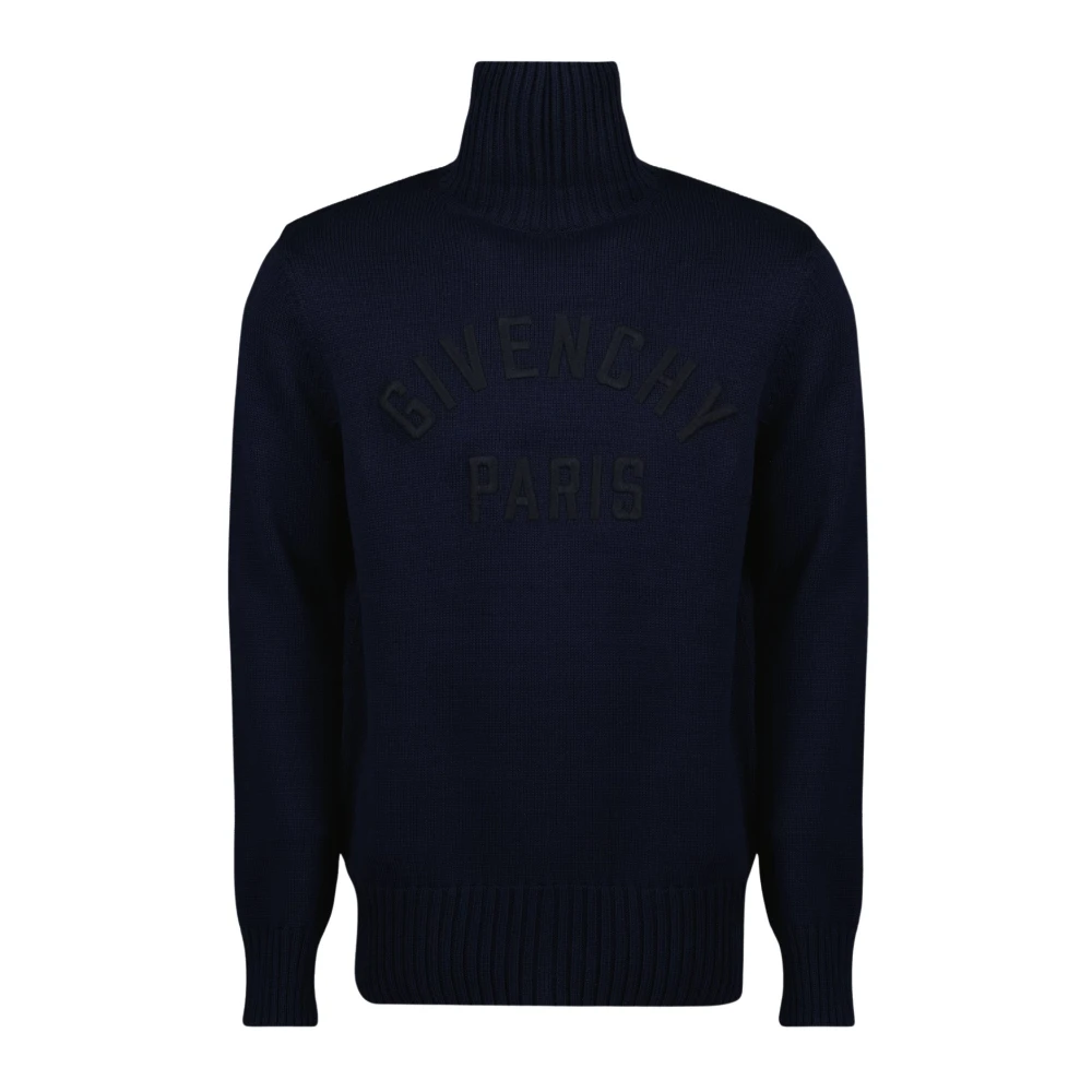 Givenchy Blue Turtlenecks, Male, M, Navy Roll Neck Jumper