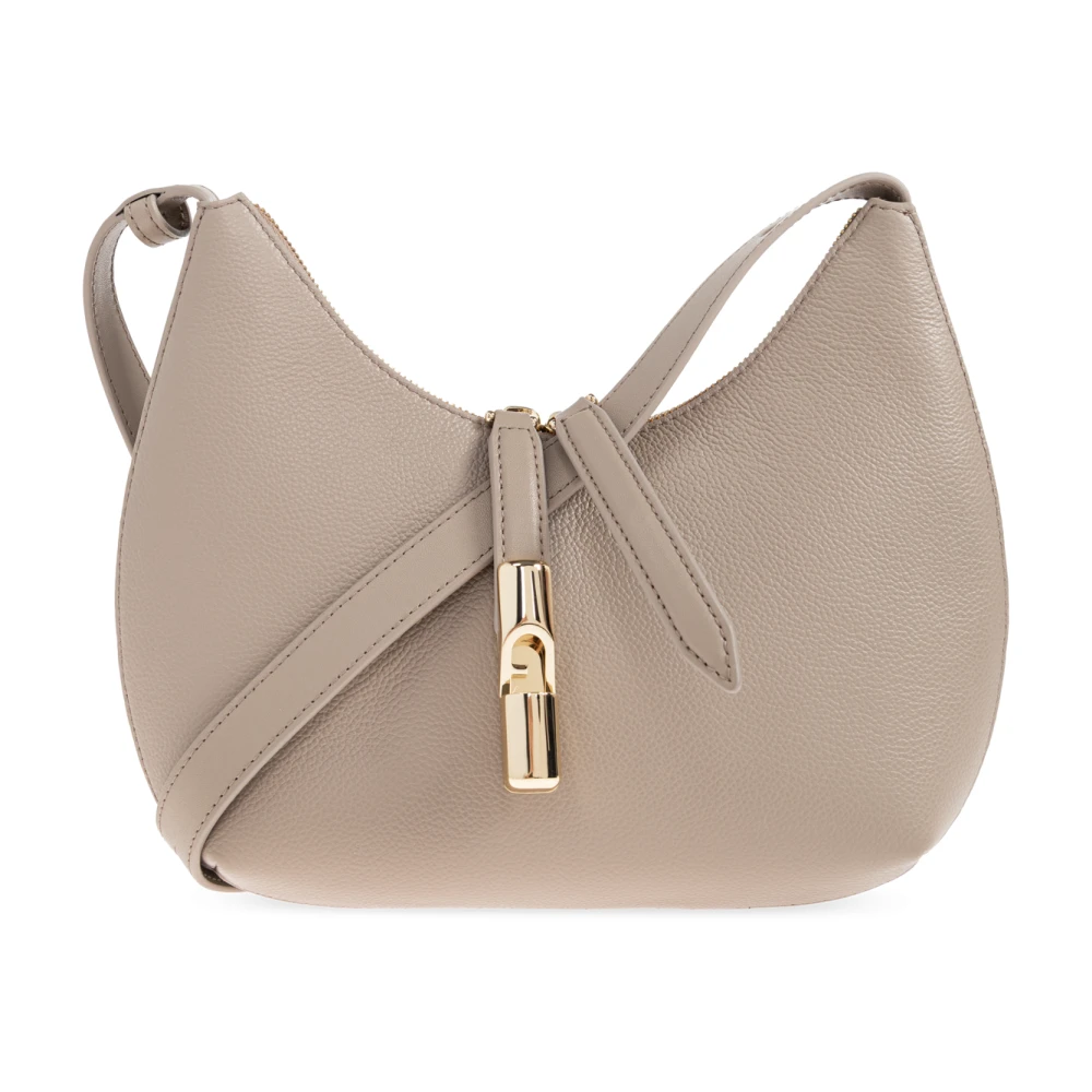 Furla Vrouw Grijs Tassen Dames, One Size, Leer, Goccia Schoudertas S