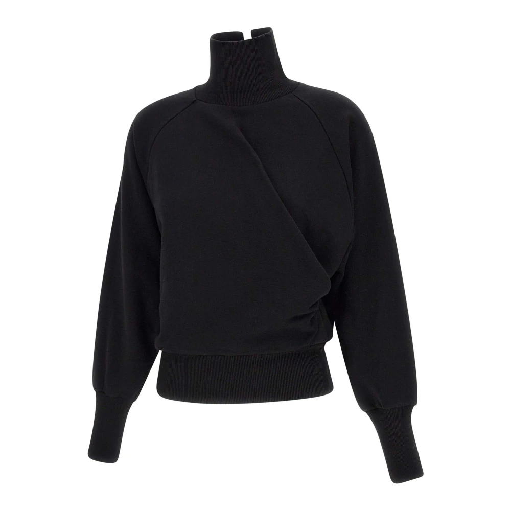 closed Zwarte katoenen sweatshirt met hoge kraag Black Dames