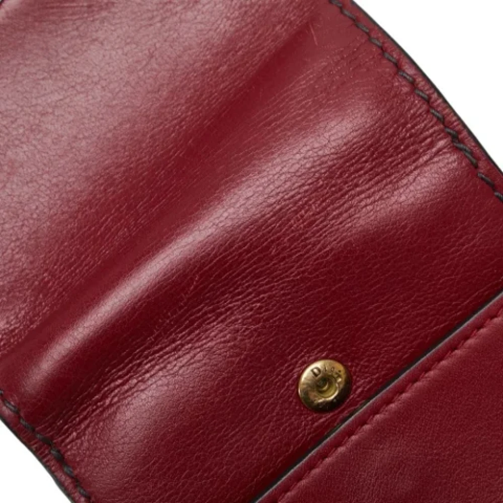 Dior Vintage Pre-owned Leather wallets Red Dames