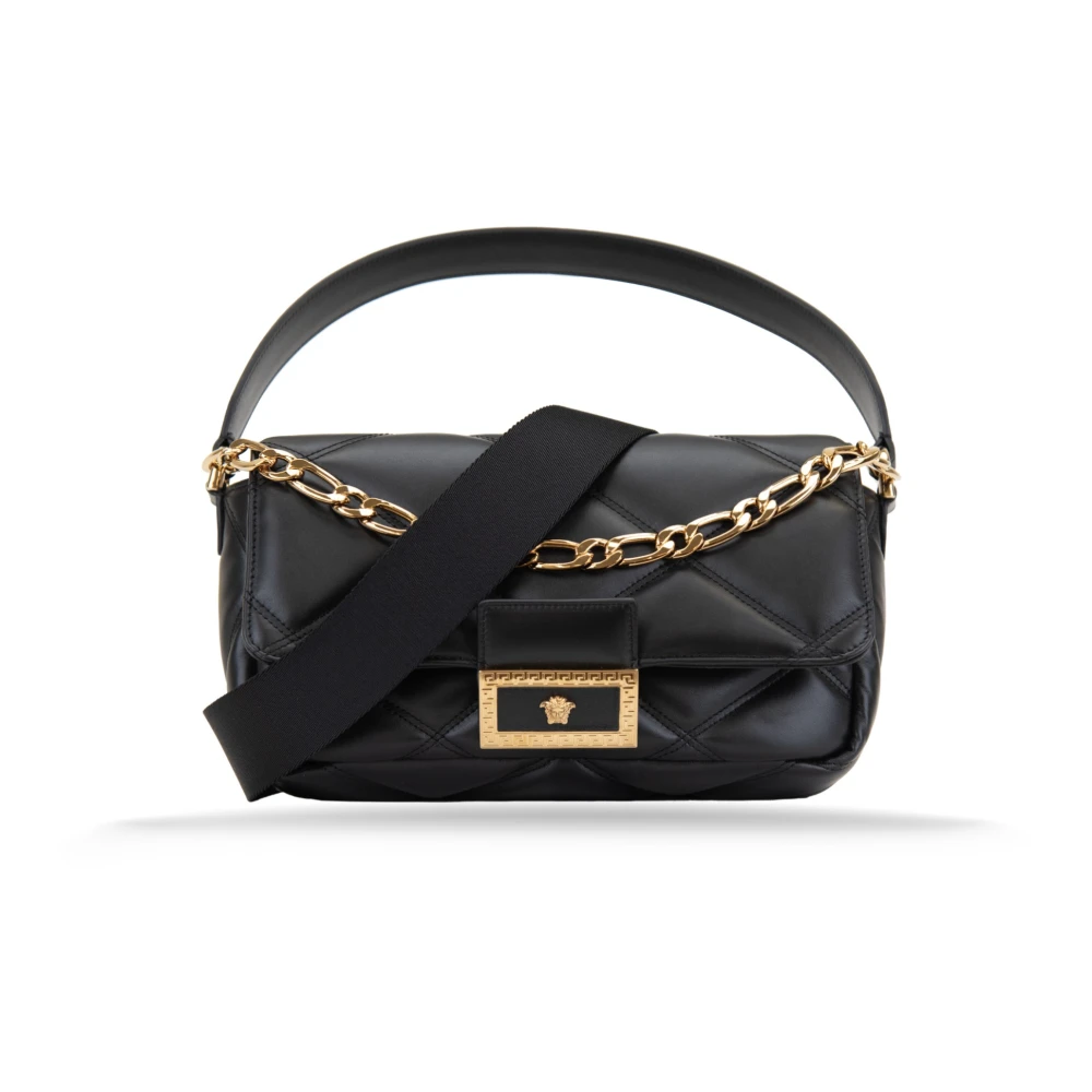 Versace Women's Black Quilted Leather Shoulder Bag