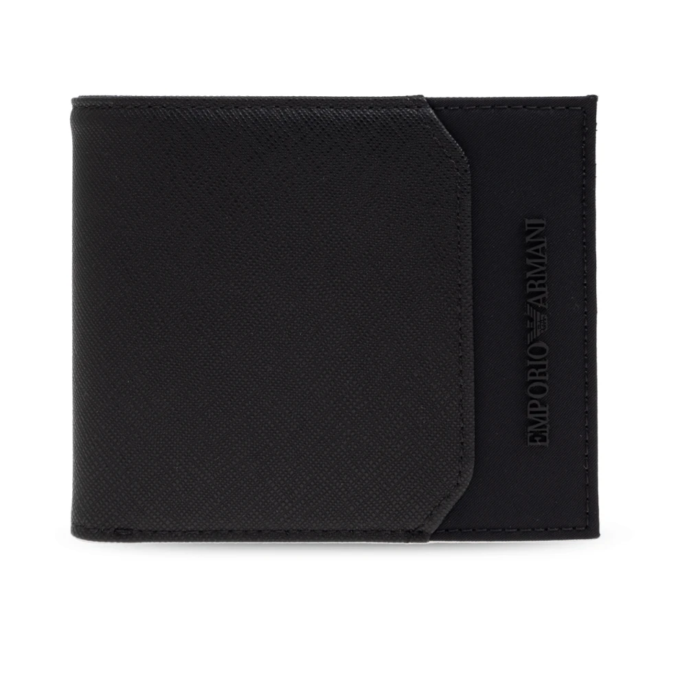 Emporio Armani Men's Black Wallet With Logo - Wallets & Cardholders - One Size - Accessories