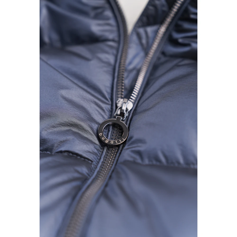 Bugatti Changierenden Steppjacke met Kunstbont kraag Blue Dames