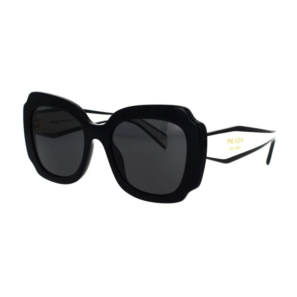 Prada Women's Black Sunglasses,, Stylish Oversize Sunglasses Dark Grey Lenses Medium