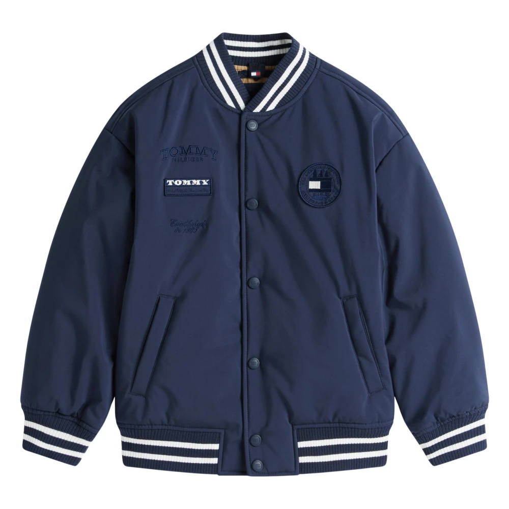 Tommy Hilfiger Padded Graphic Bomber Jacket - Male - Light Jackets - Blue - 12 Y - Kids