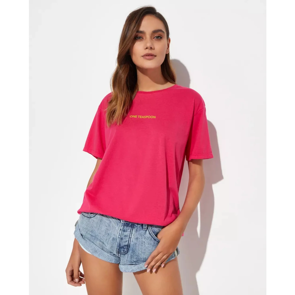 One Teaspoon Roze oversized T-shirt met ronde hals Pink Dames
