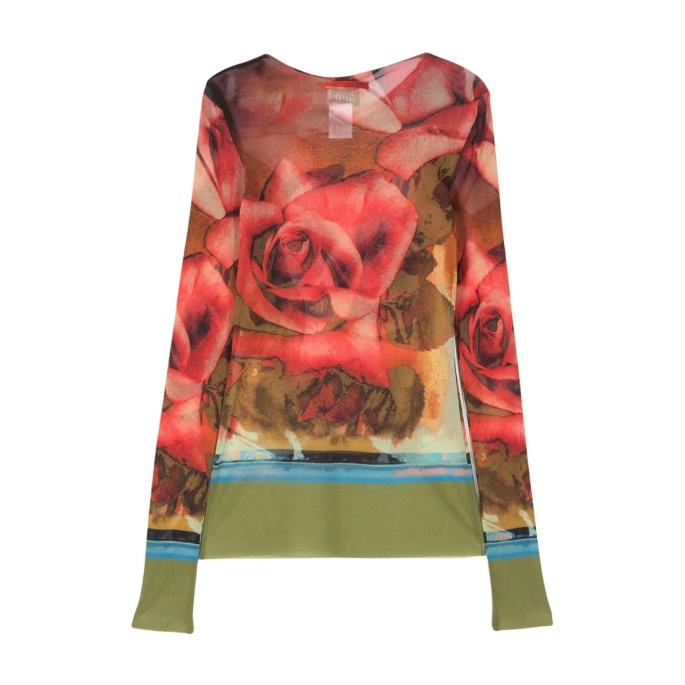 Jean Paul Gaultier Bloemenprint Lange Mouw T-shirt Multicolor Dames