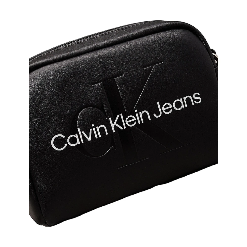 Calvin Klein Zwarte Eco Leren Schoudertas Black Dames