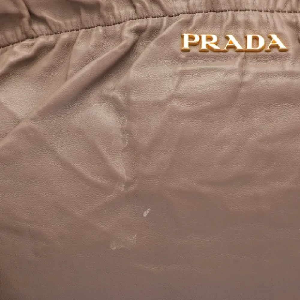 Prada Vintage Pre-owned Leather clutches Beige Dames