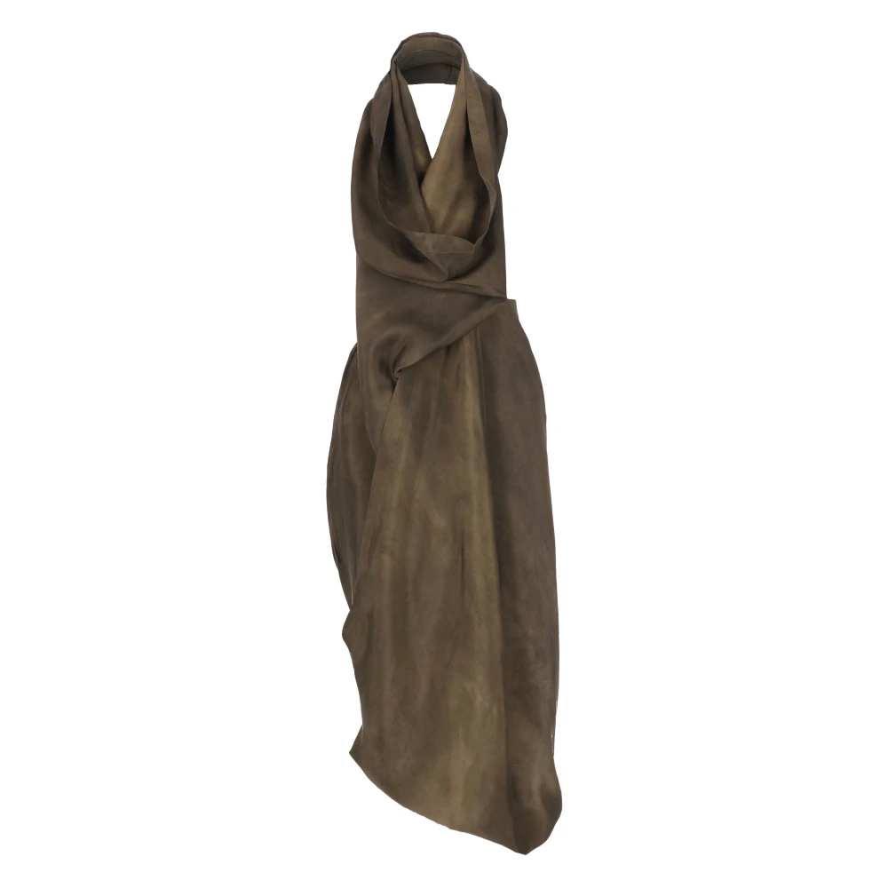 UMA Wang Bruine Viscose Jurk Rechte Halslijn Brown Dames