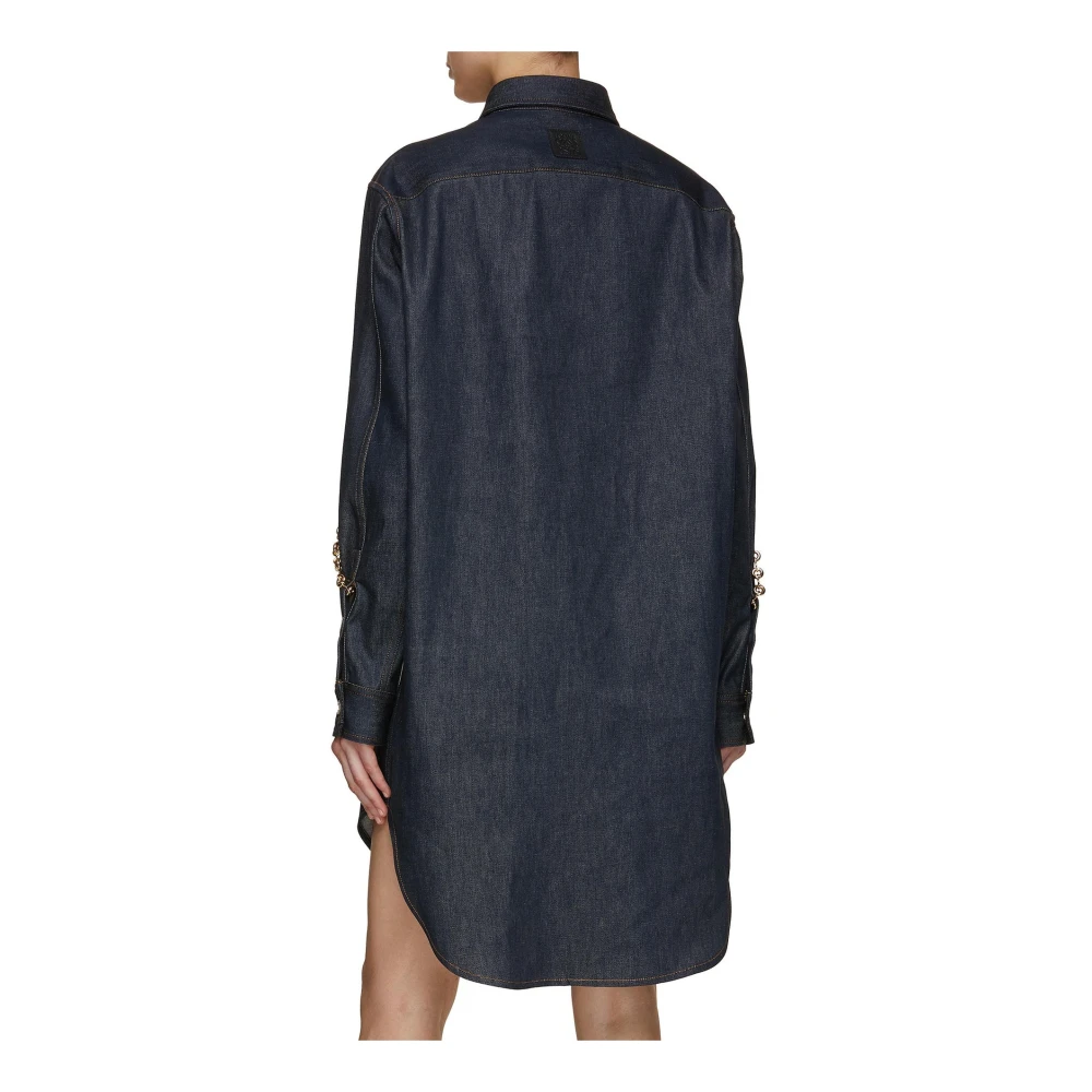 Loewe Blauwe Denim Overhemdjurk met Kettingen Blue Dames